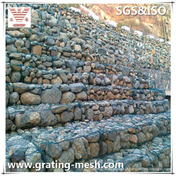 Cesta revestida do PVC Gabion / cesta de Gabions em tamanho 2X1X1m